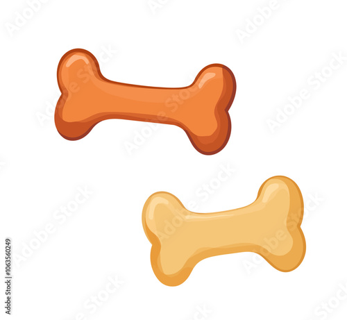 Wallpaper Mural Two bones are shown, one is orange and the other is yellow. They are both dog bones. Flat vector illustration isolated. Torontodigital.ca
