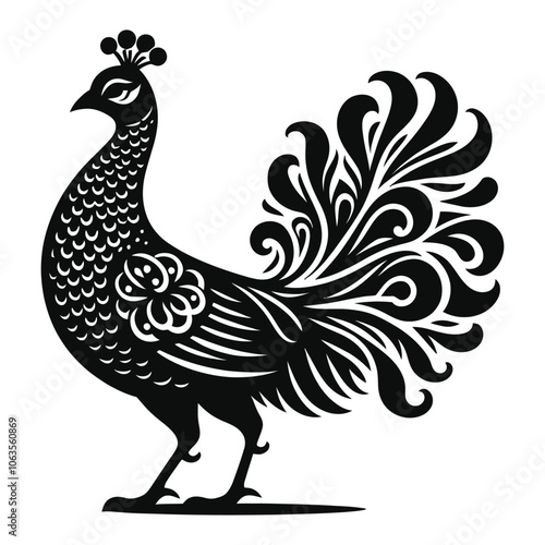 vector illustration silhouette peahen design