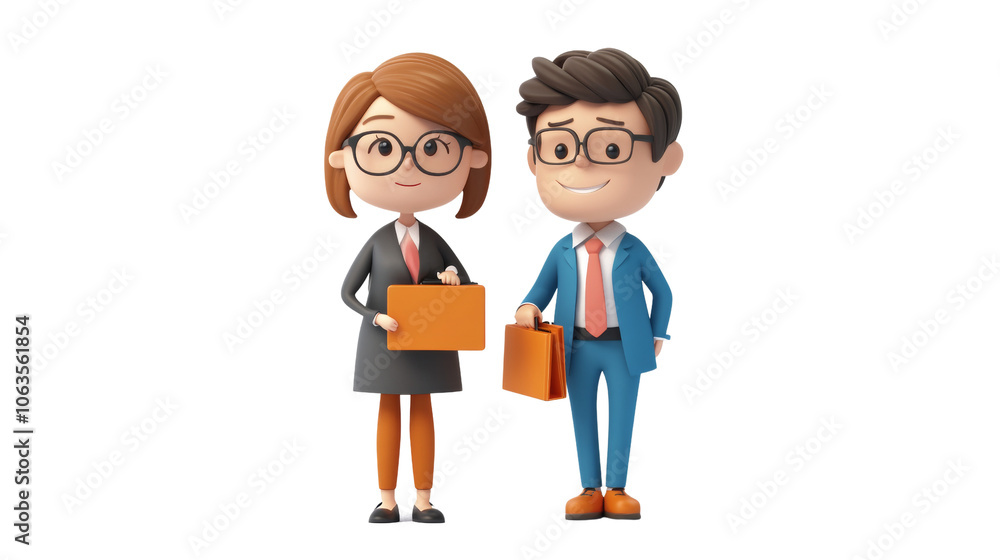 Obraz premium 3D Cartoon Business Teamwork