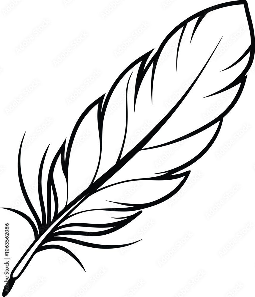 Hand drawn featherline art vector illustration Hand drawn featherline art vector illustration