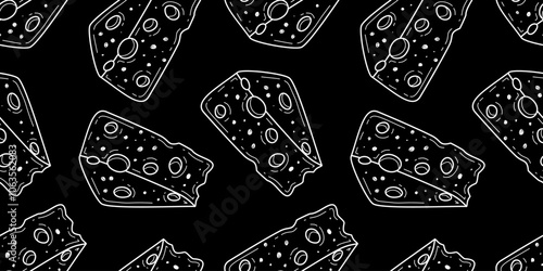 Cheese pattern background. Cheese doodle pattern background. Seamless Pattern of a Cheese. Seamless pattern of cheese doodle illustration background.	