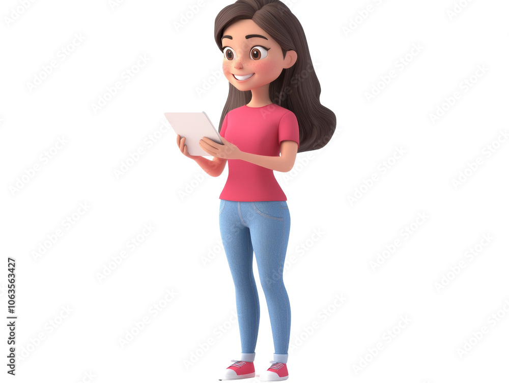 3D Woman Holding Tablet 3D Woman Holding Tablet