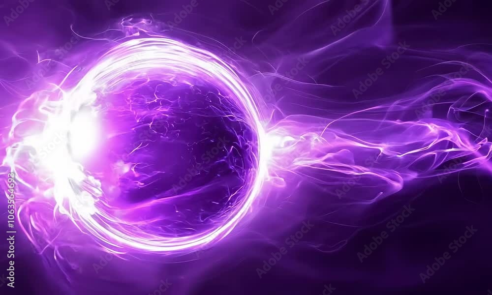 Abstract purple bright glowing background with a sphere core atom energy burning ball circle made of waves of energy rays Abstract purple bright glowing background with a sphere core atom energy burning ball circle made of waves of energy rays