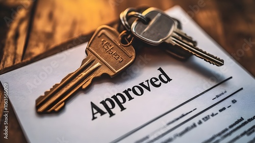 Approved Mortgage Agreement with Keys on Top,Secured Home Purchase