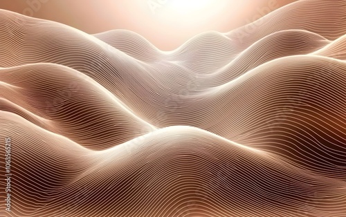 A mesmerizing digital wave pattern featuring smooth, flowing lines in warm tones. The abstract design creates a sense of depth and movement, inviting creativity and inspiration.