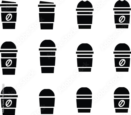 Coffee cup icon set. Cups of coffee tea collection. Hot drink icon. Disposable cup. Cup coffe with steam. Flat style. Vector Illustration. Vector Graphic. EPS