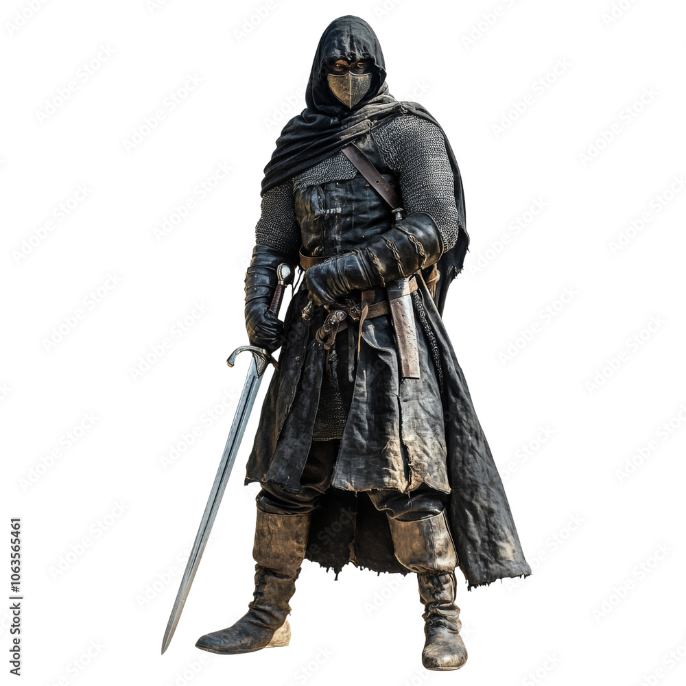 Medieval warrior with sword. isolated transparent background Medieval warrior with sword. isolated transparent background