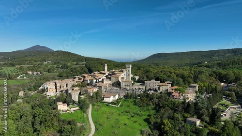 San Casciano dei Bagni, exclusive tourist destination in Tuscany in the province of Siena. Italy.
Aerial view of the medieval village of San Casciano dei Bagni, a tourist attraction famous for its the photo