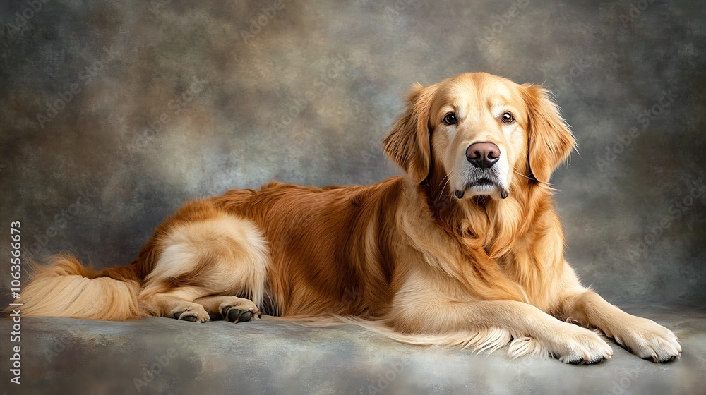 Golden Retriever Portrait Against a Neutral Background Golden Retriever Portrait Against a Neutral Background