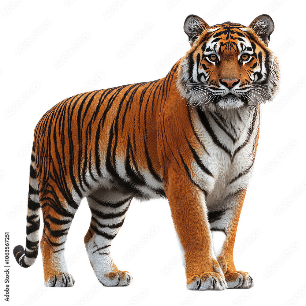 Naklejka premium Detailed Portrait of Bengal Tiger Standing Proudly