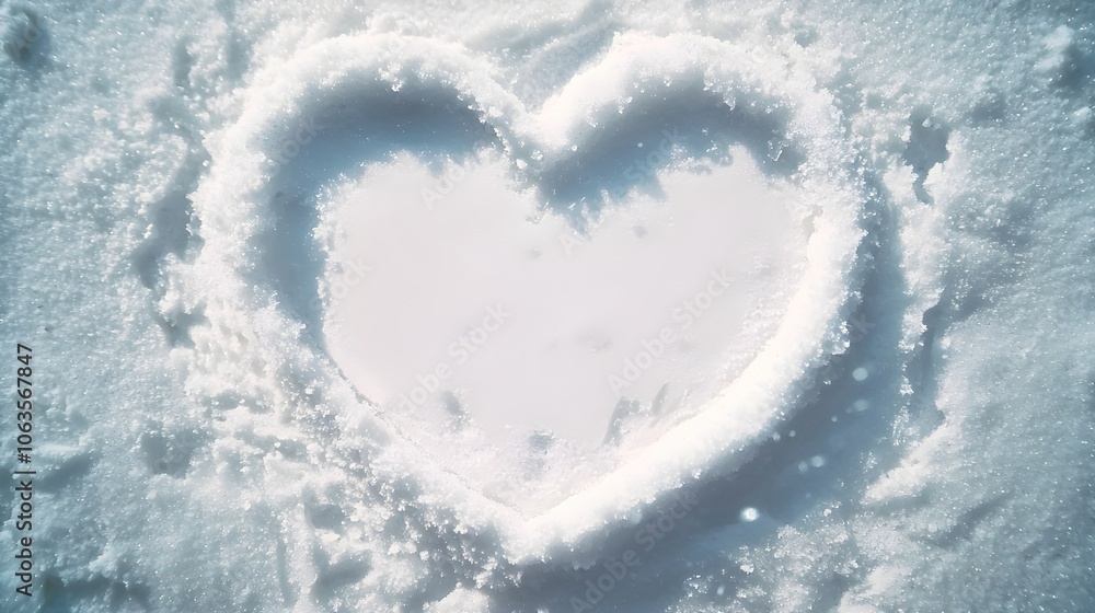 Heart Shape in Fresh Snow, Romantic Winter Design, Love Symbol Outdoors, Valentine's Day Nature Concept, Winter Romance Idea, Snowy Landscape Art Heart Shape in Fresh Snow, Romantic Winter Design, Love Symbol Outdoors, Valentine's Day Nature Concept, Winter Romance Idea, Snowy Landscape Art