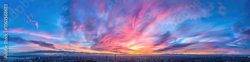 Winter Sunny. Panoramic View of Colorful Cloudscape over Vancouver, Canada