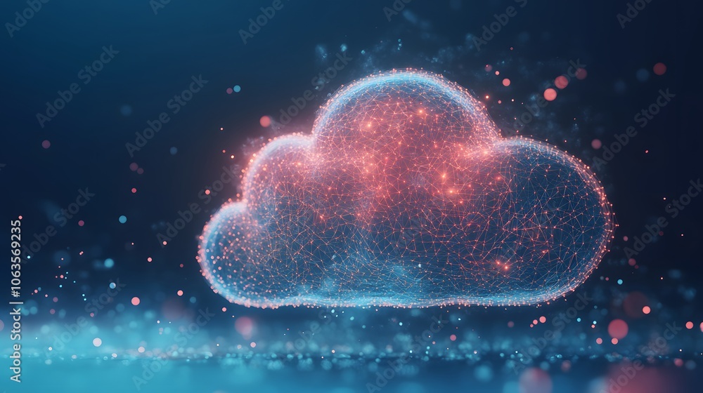 Abstract 3D Render of a Cloud Composed of Interconnected Points and Lines Abstract 3D Render of a Cloud Composed of Interconnected Points and Lines