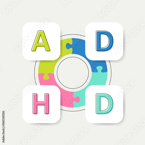 Vector infographic ADHD puzzle pie chart diagram