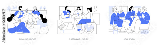Women friendship isolated cartoon vector illustrations se