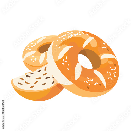 2D flat vector illustration bagel icon isolated on a white background.