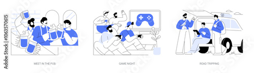 Men friendship isolated cartoon vector illustrations se