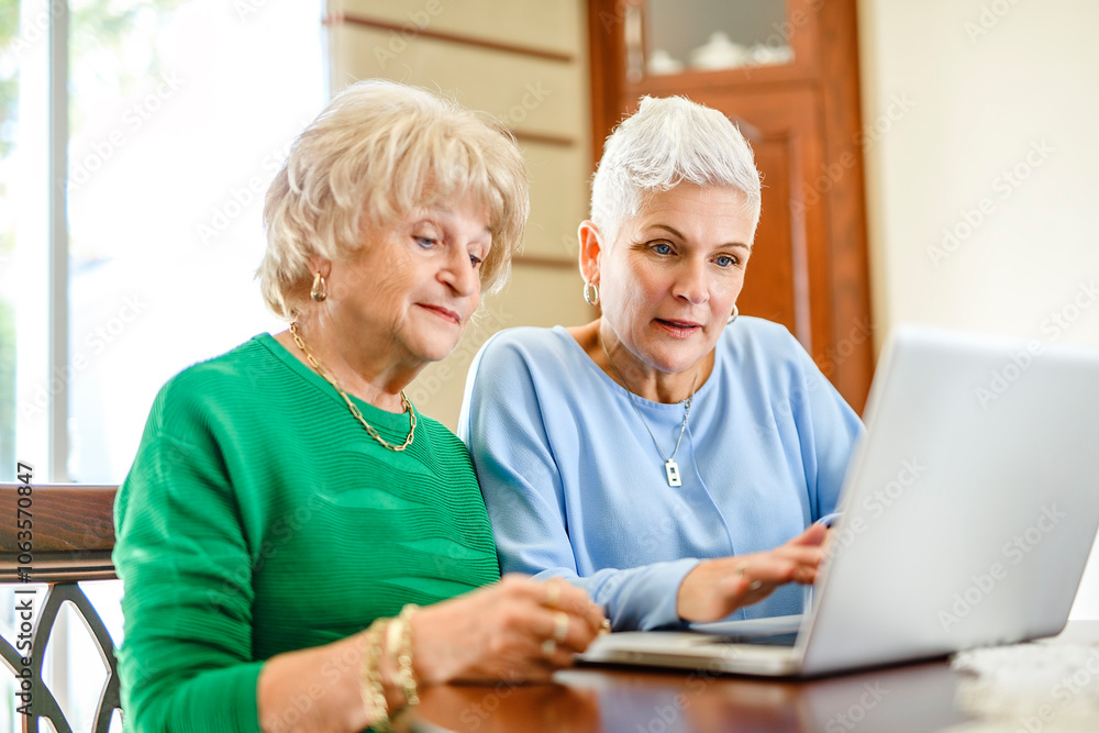 daughter explaining some documentation to senior parent daughter explaining some documentation to senior parent