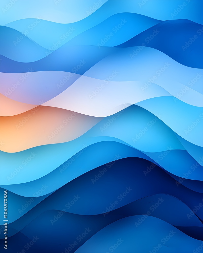 Abstract waves in soothing blue gradient Abstract waves in soothing blue gradient