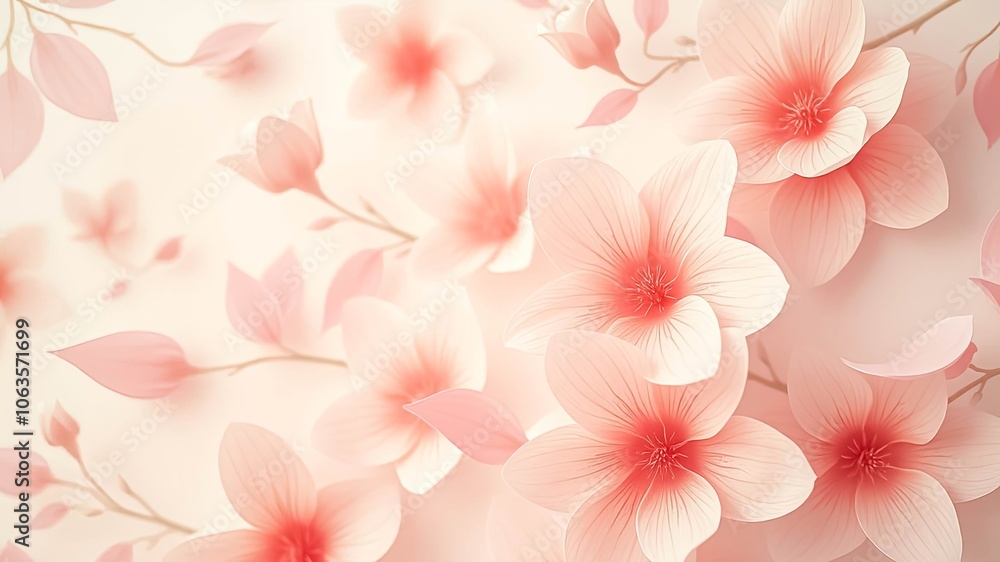 A Delicate Array of Softly Colored Blossoms with Delicate Petals and Stems A Delicate Array of Softly Colored Blossoms with Delicate Petals and Stems