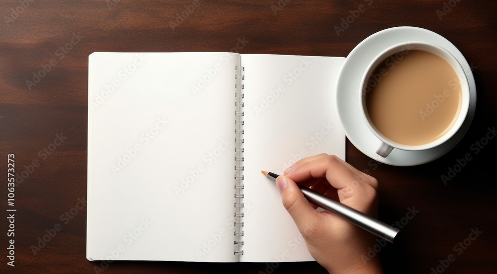close-up of business person writing on a notebook, business persons working table close-up of business person writing on a notebook, business persons working table