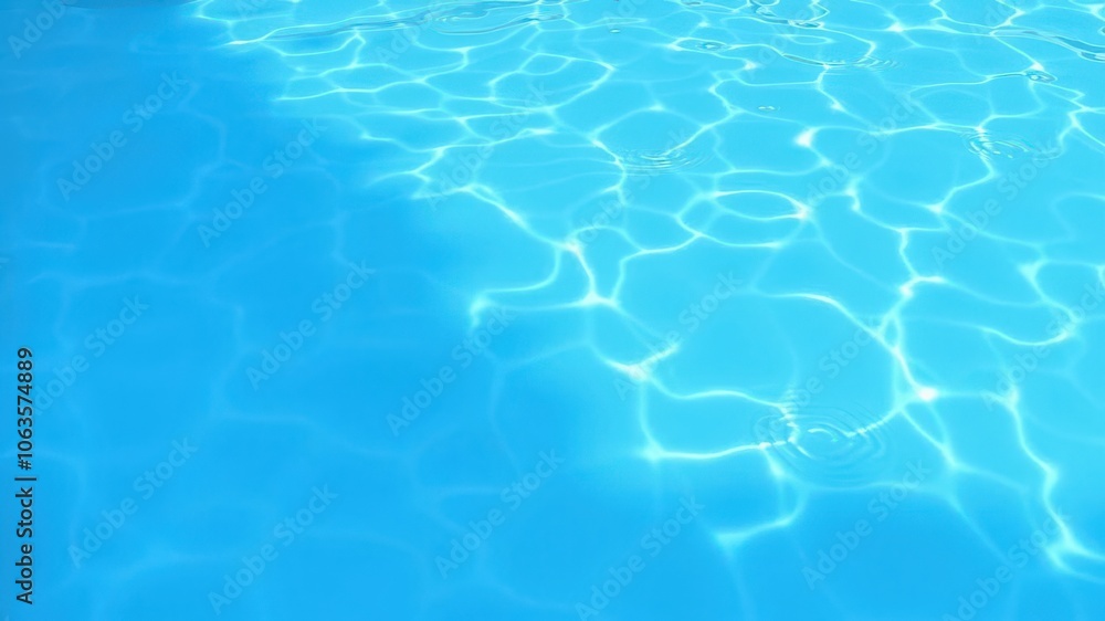 Blue water rippling in a swimming pool, creating a serene and refreshing atmosphere, calming, abstract, relaxing
