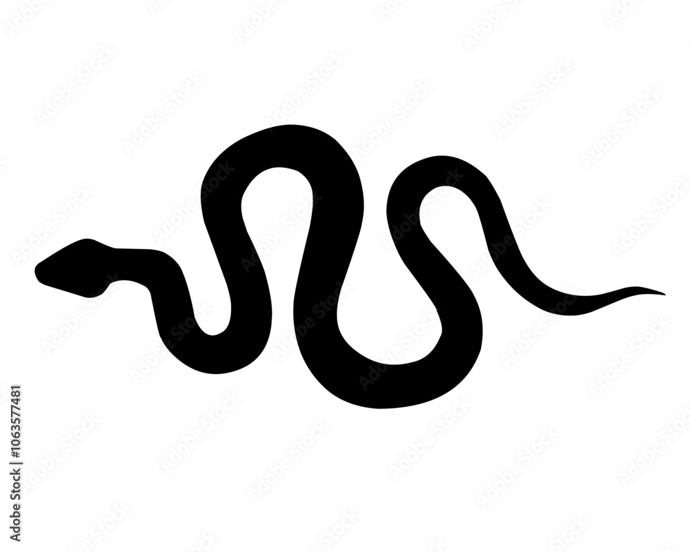 Black silhouette of a snake isolated on white background Black silhouette of a snake isolated on white background