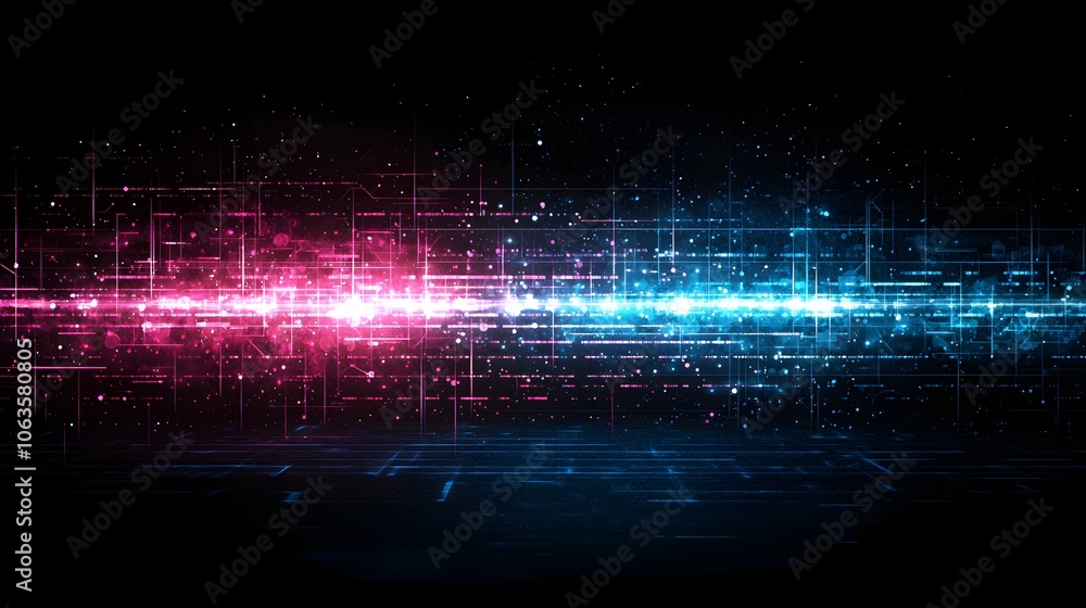 Fototapeta premium Futuristic digital abstract with vibrant neon lines