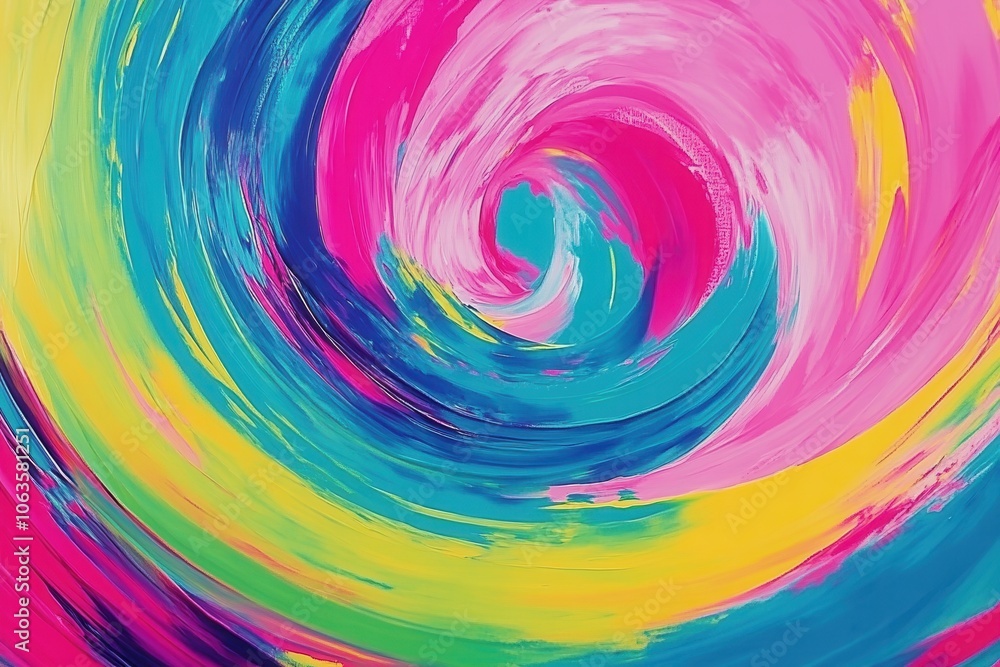An abstract painting featuring swirls of bright neon colors, including electric blue, hot pink, and lime green An abstract painting featuring swirls of bright neon colors, including electric blue, hot pink, and lime green