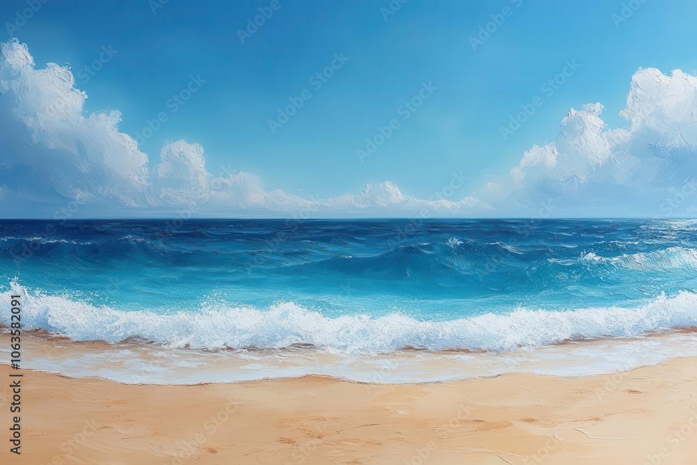 inviting summer beach scene with soft golden sand and gentle waves framed by bright blue skies creating an idyllic backdrop perfect for relaxation and inspiring summer vibes inviting summer beach scene with soft golden sand and gentle waves framed by bright blue skies creating an idyllic backdrop perfect for relaxation and inspiring summer vibes