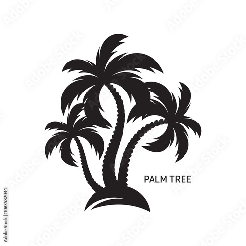 Abstract black vector palm tree icon isolated