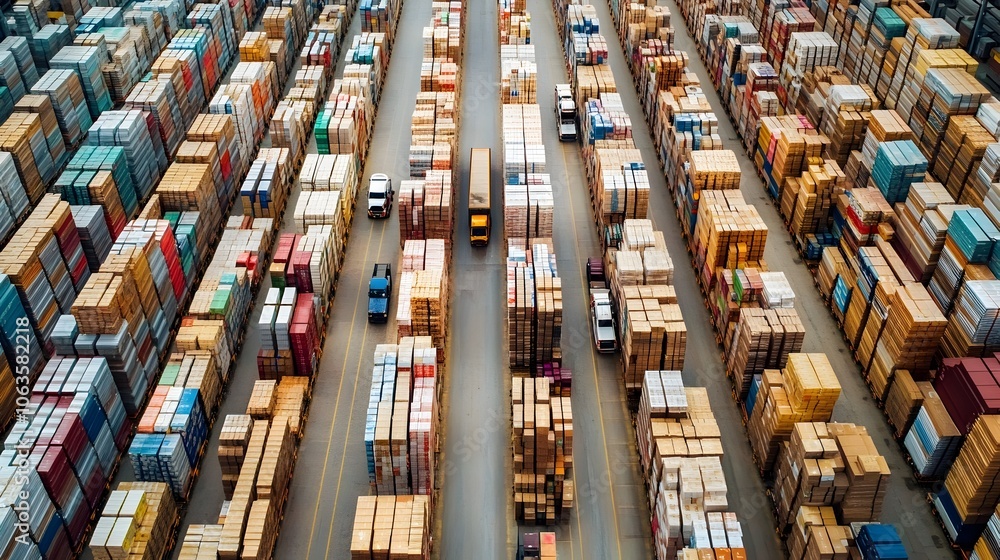 Aerial View of Efficient Warehouse and Logistics Aerial View of Efficient Warehouse and Logistics