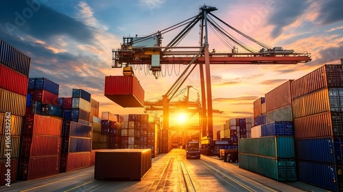 Cranes Lifting Containers a...