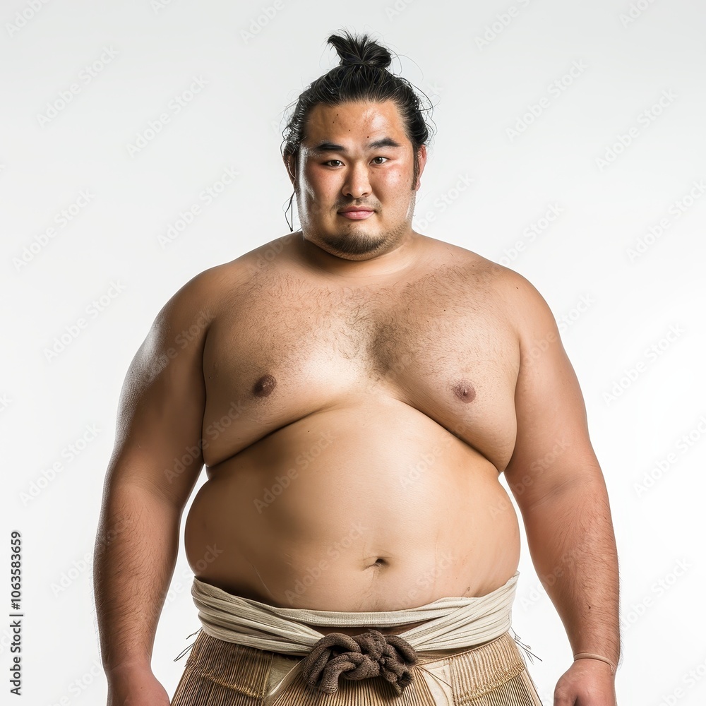 Sumo Portrait Confident sumo wrestler in traditional attire posing for a portrait ...