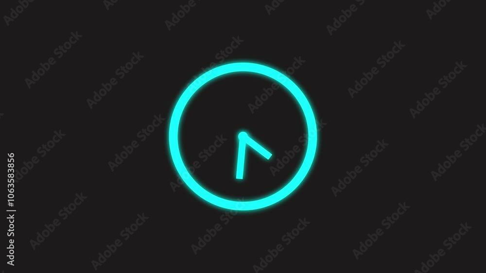 clock icon animated on a black background clock icon animated on a black background