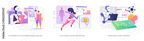 AI in Sports Analytics abstract concept vector illustrations.