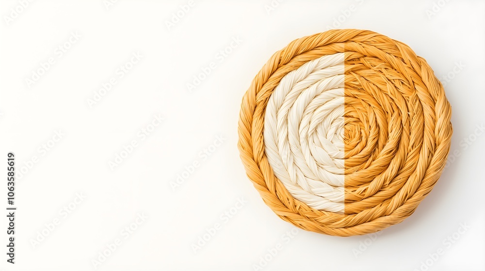 Artistic woven circular mat with contrasting colors Artistic woven circular mat with contrasting colors