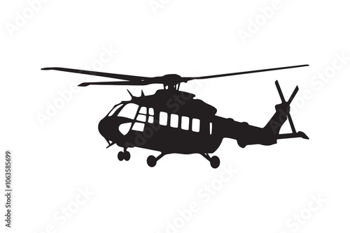 Helicopter vector and silhouette