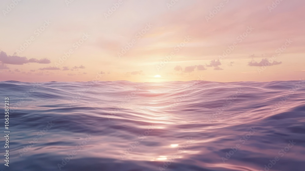 Experience serene calm as ocean waves gently embrace the soft pastel sunrise Experience serene calm as ocean waves gently embrace the soft pastel sunrise
