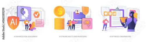 AI in Insurance abstract concept vector illustrations.