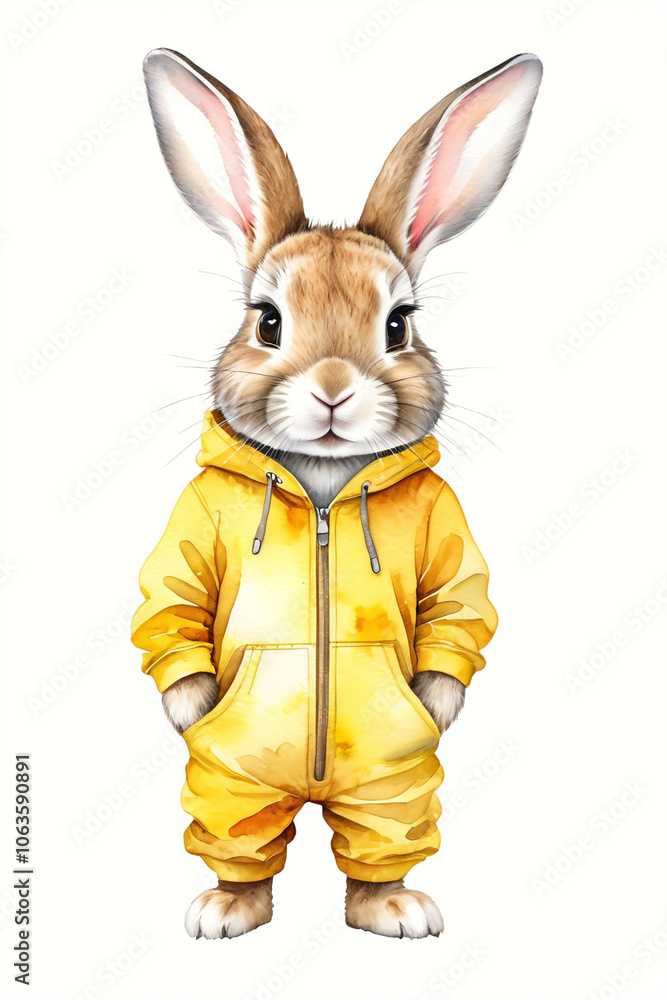 the cute rabbit in yellow jumpsuit. the cute rabbit in yellow jumpsuit.