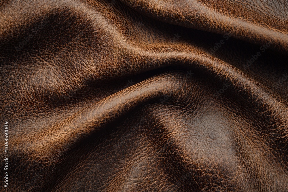 Fototapeta premium A brown leather background texture with a soft, natural grain and texture