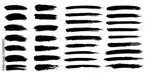 set of black texture brush strokes and stains, grunge brushes