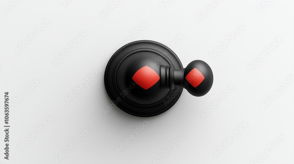 Black & Red Knob Detail: A close-up shot of a single black door knob with red accents, capturing the intricate details and minimalist design. The knob is perfectly centered against a clean backdrop. Black & Red Knob Detail: A close-up shot of a single black door knob with red accents, capturing the intricate details and minimalist design. The knob is perfectly centered against a clean backdrop.