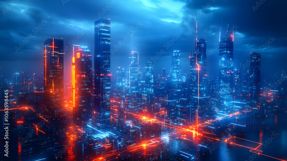 Cyberpunk Cityscape 3D Illustration Cyberpunk Cityscape 3D Illustration