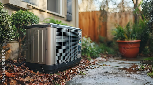 Outdoor Air Conditioner Unit in a Backyard