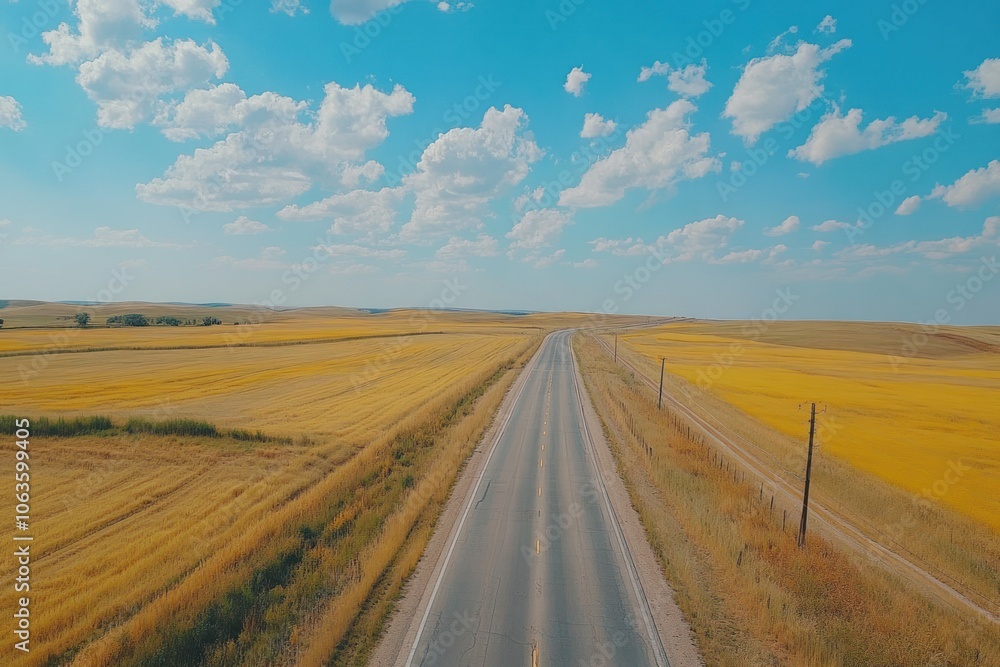 Serene Highway Stretching into Scenic Distance Serene Highway Stretching into Scenic Distance