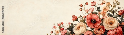 Wallpaper Mural A beautiful arrangement of vintage flowers on a textured background, perfect for invitations, cards, or decorative purposes. Torontodigital.ca