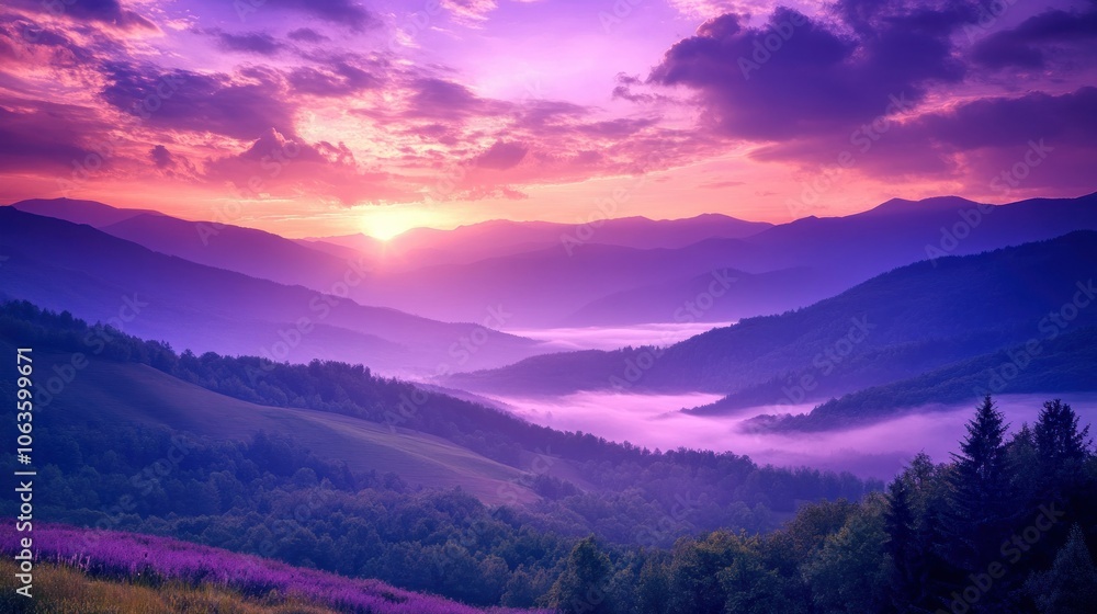 Breathtaking Purple Landscape at Dusk Breathtaking Purple Landscape at Dusk
