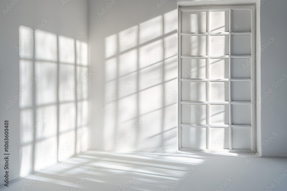 White wall with window shadows, close-up, flat lay, photography White wall with window shadows, close-up, flat lay, photography